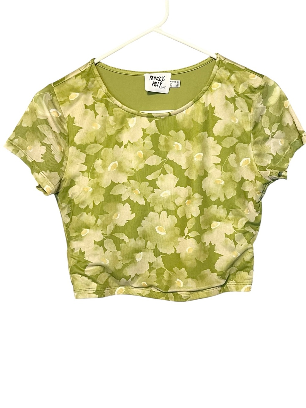 Princess Polly Green Floral Crop Top